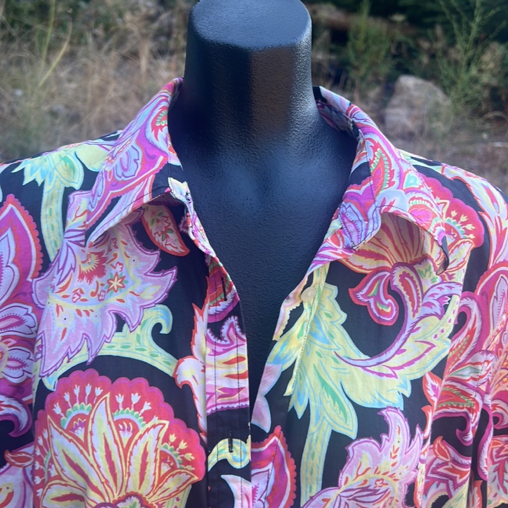 Ralph Lauren NWOT 3/4 sleeve button up beautiful bright floral print size 2XL